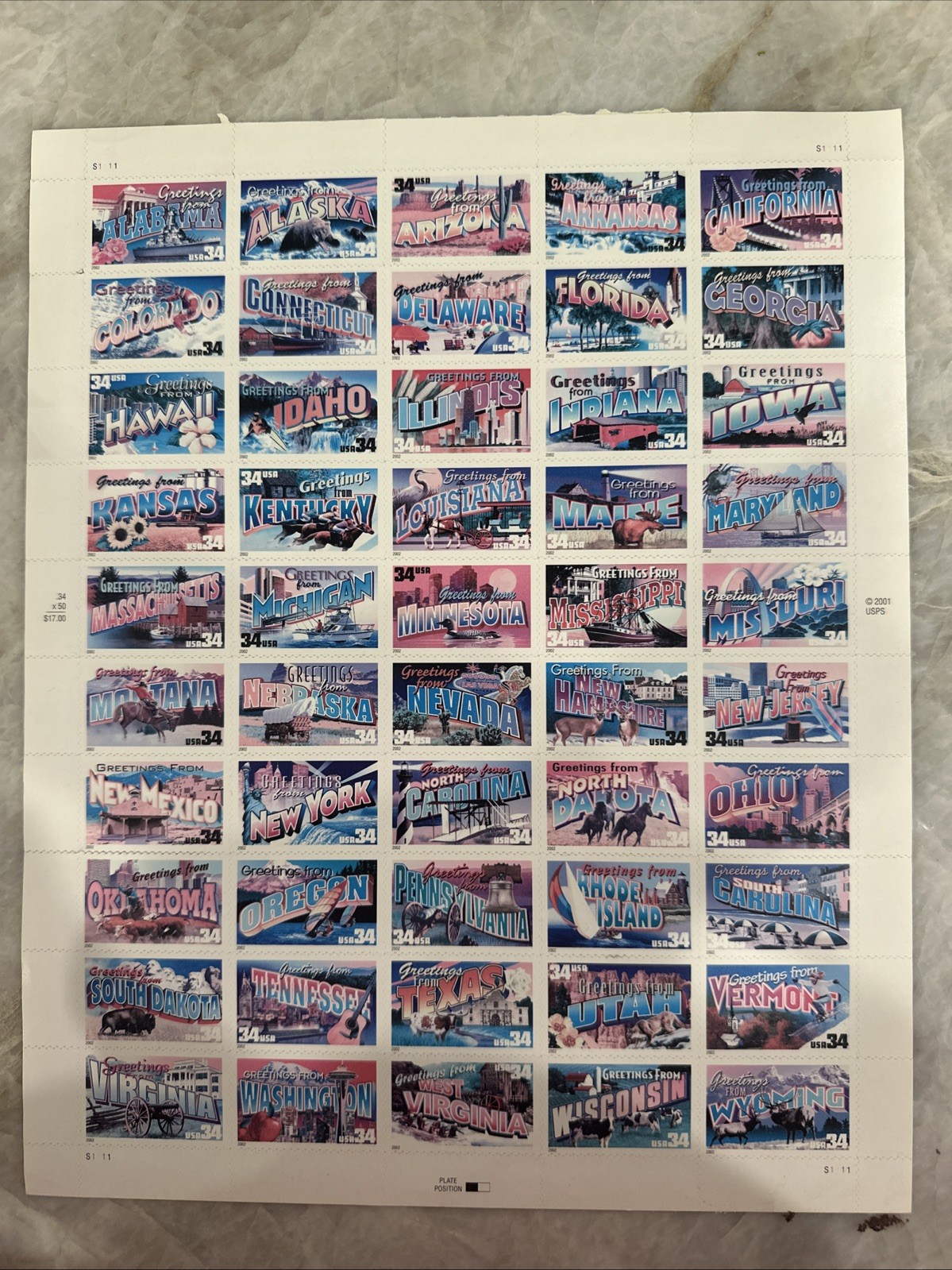 US Postage Stamps Greetings From America 34 Cent