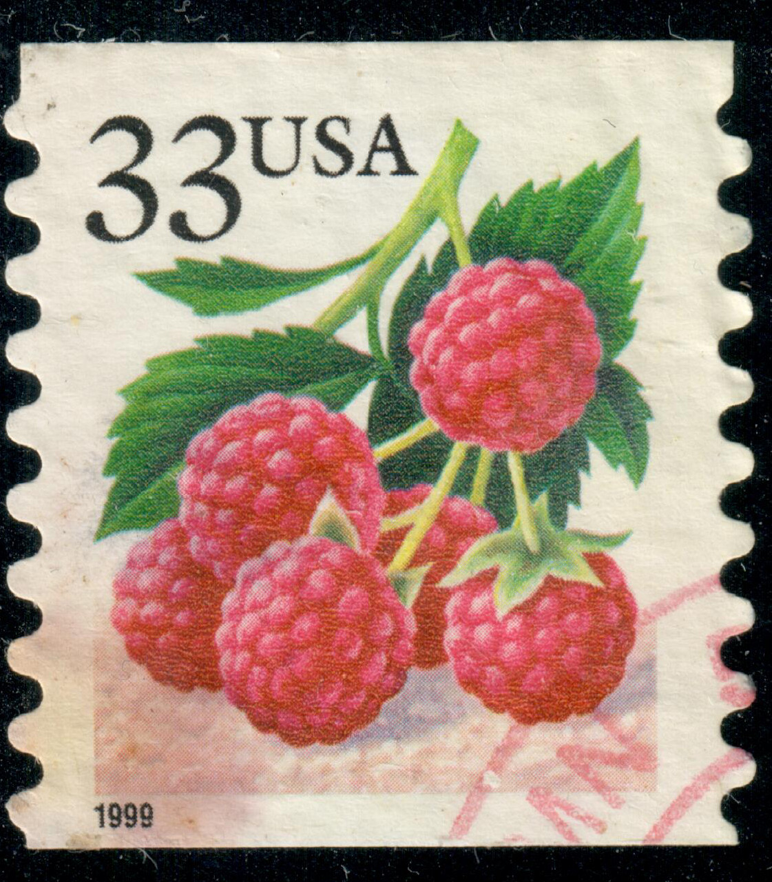 USA – 1999 – Fruits – Booklet Stamps – Raspberries – 33¢ – #3829