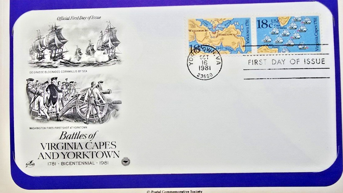Battles of Virginia Capes and Yorktown Stamp FDC 1981 200 Anniversary