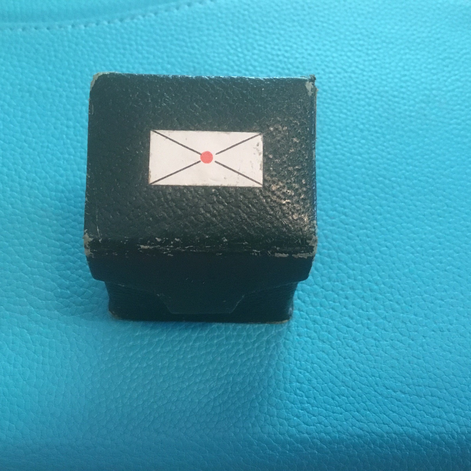 Vintage Stamp Box Made in Germany | 1950s Faux Leather Envelope Graphic 3-Slot