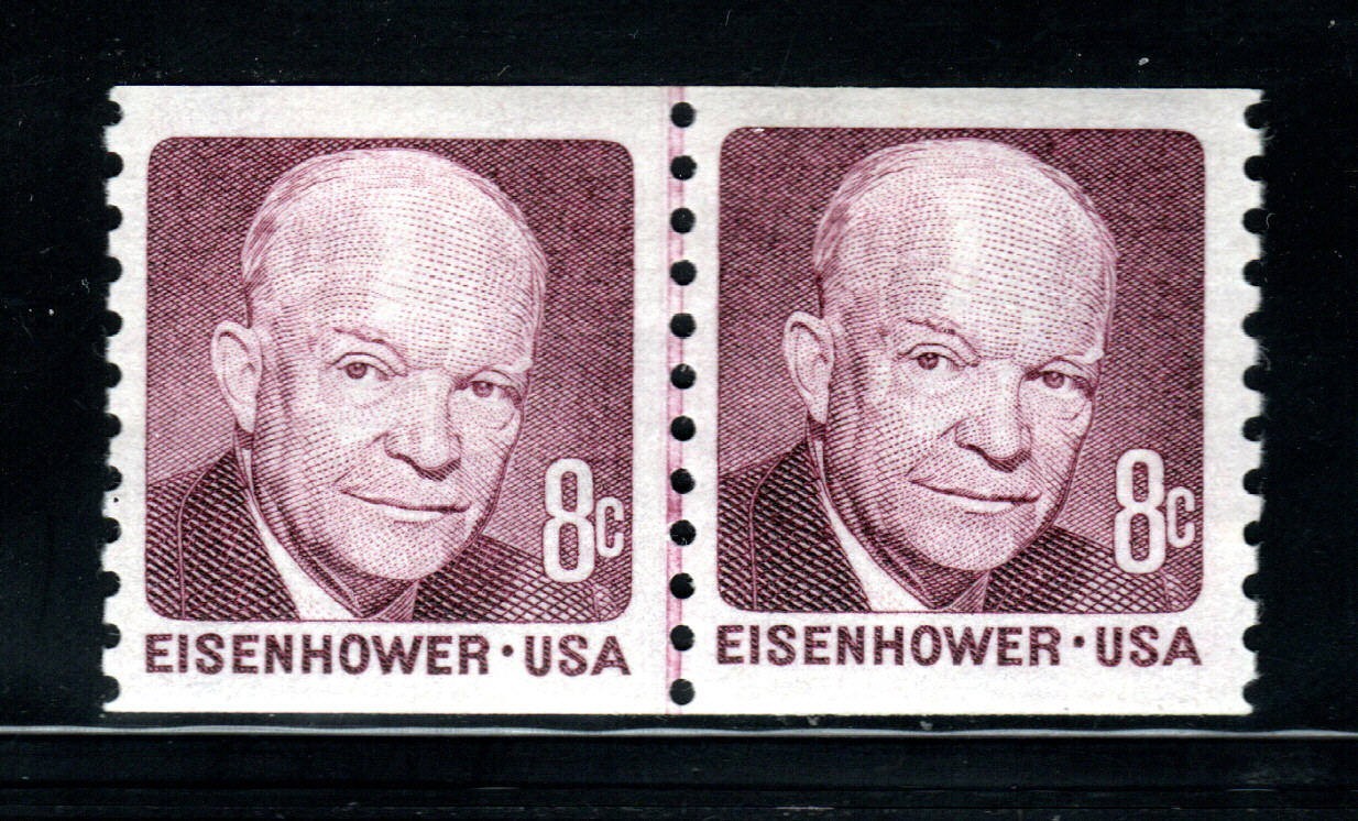 U.S. Stamps – 8¢ Dwight Eisenhower – Coil Line Pair – MNH SC# 1402