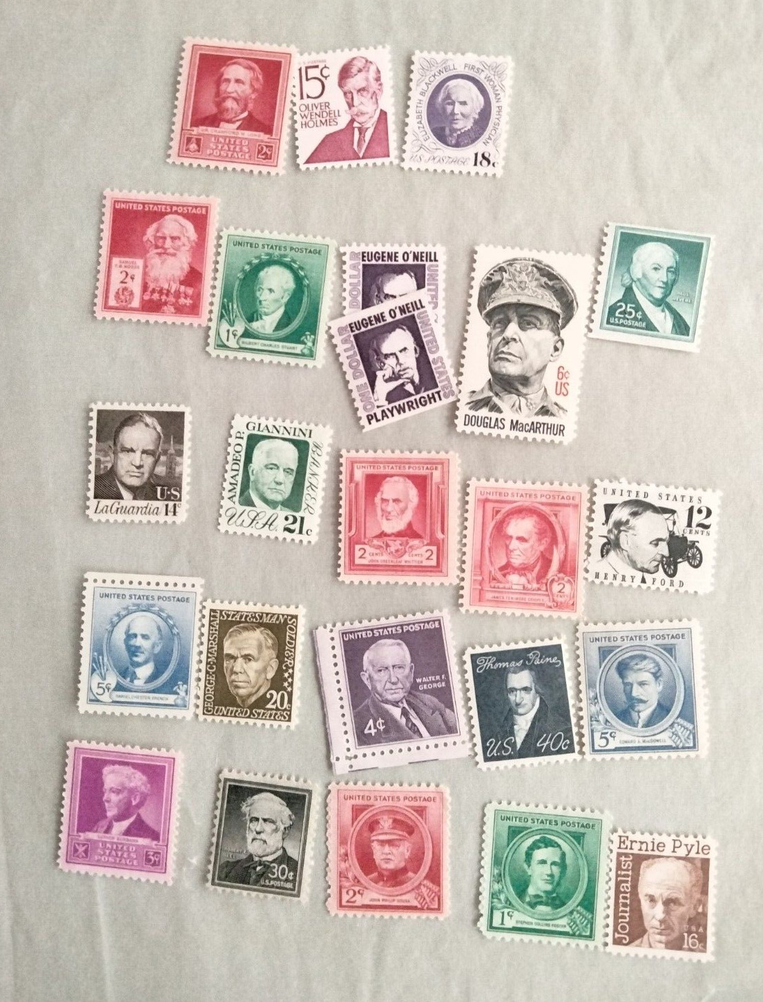 US Stamps, people, NOT presidents, 24 stamps, 23 patterns, MNH