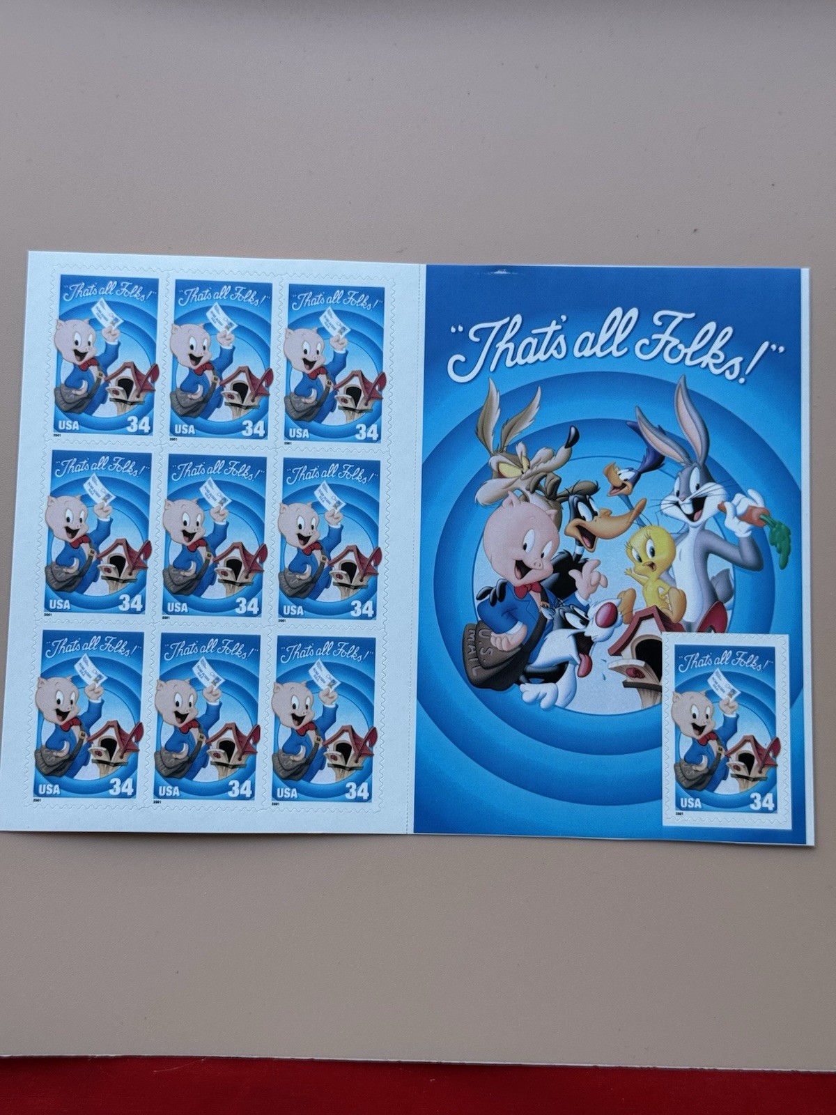 United States 34¢ Looney Tunes Porky Pig Postage Stamp #3534 MNH Full Sheet