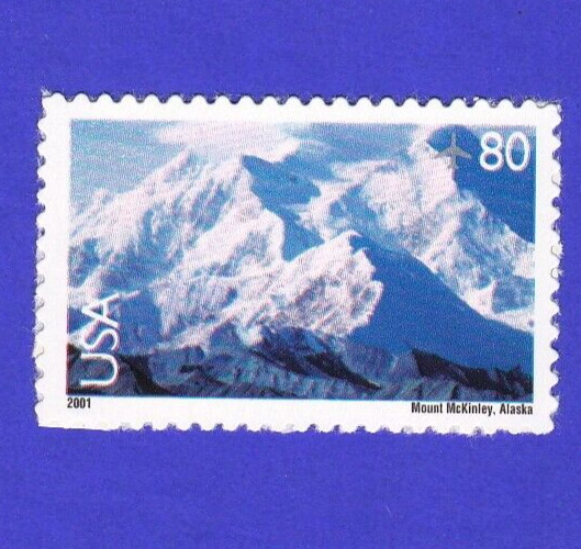2001 MOUNT McKINLEY ALASKA STAMP DENALI SNOW PEAKS SUMMIT 80c POSTAGE UNUSED MNH