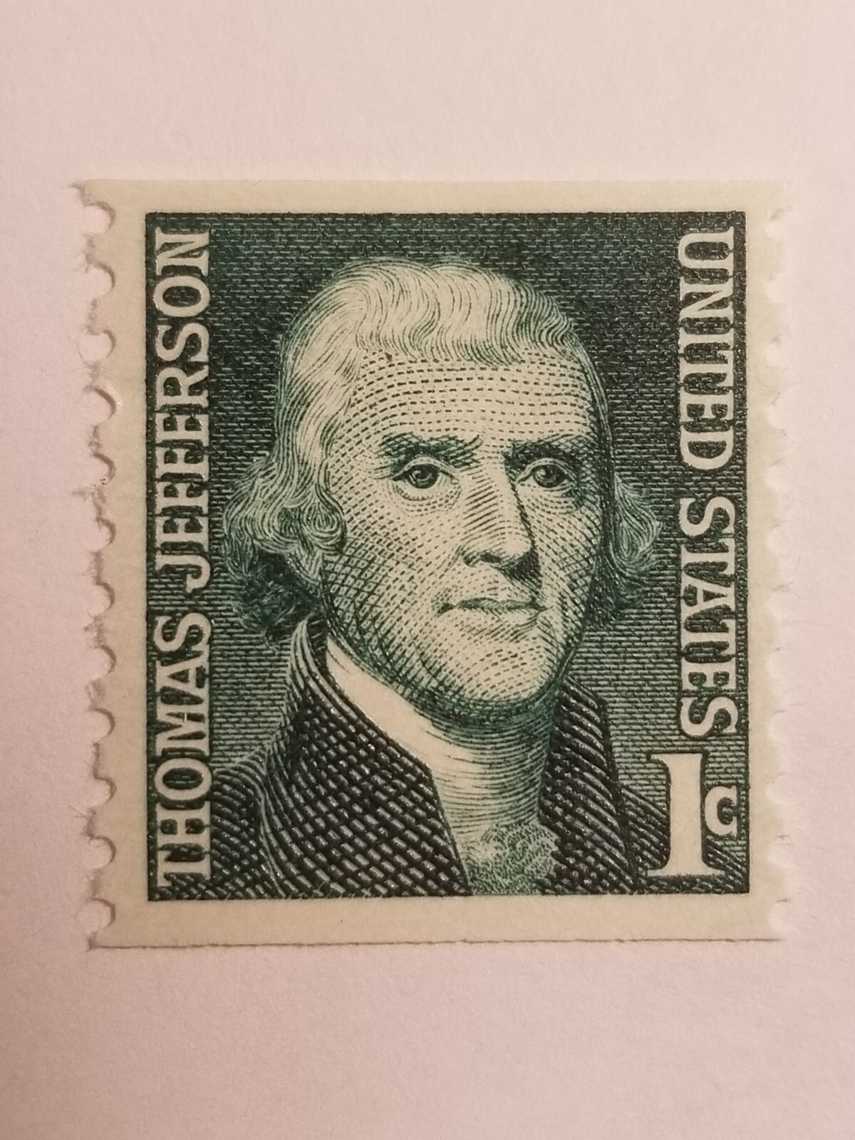 Green 1 Cent Thomas Jefferson US Postage Stamp UNUSED mint
