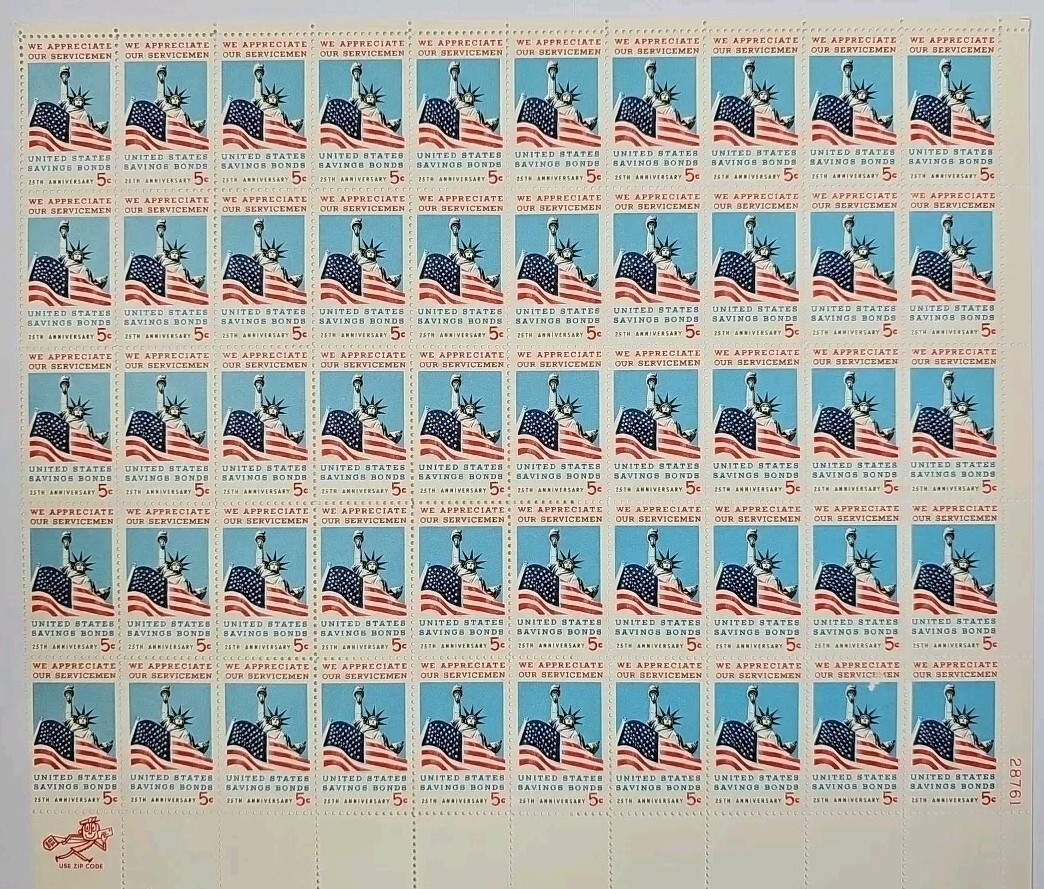 Stamp US Postage 5c 5 Cent Sheet OF 50 Stamps We Appreciate Our Servicmen