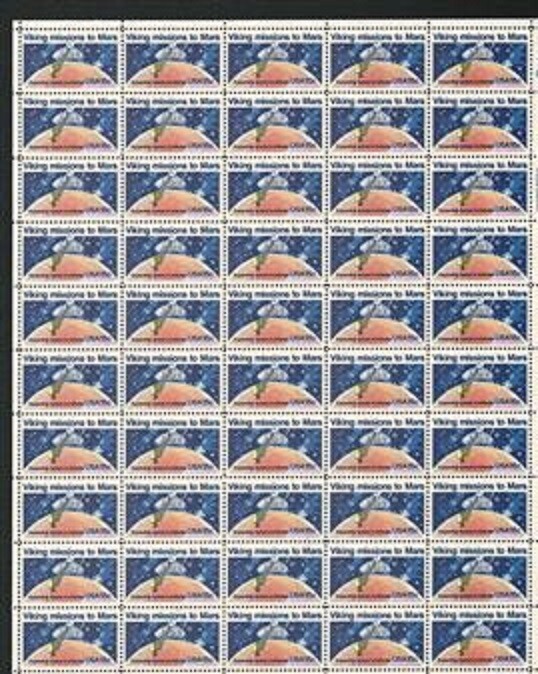 VIKING MISSIONS TO MARS–Page of 50 Collectible 1978 Stamps–FREE SHIP