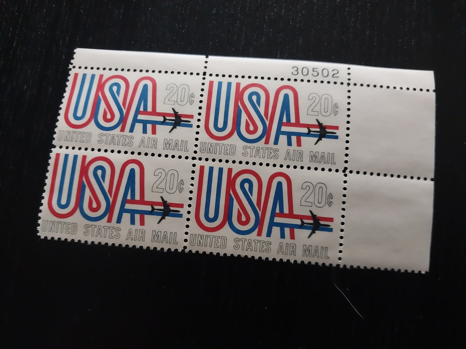 Block Of Stamps USA Air Mail 20 Cents Us Postage Unused