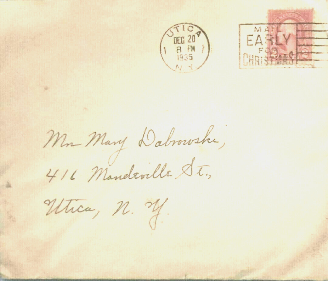 DEC 20 8 PM 1935 – 2 cents canceled Washington stamp on U.S. envelope #200-KBR