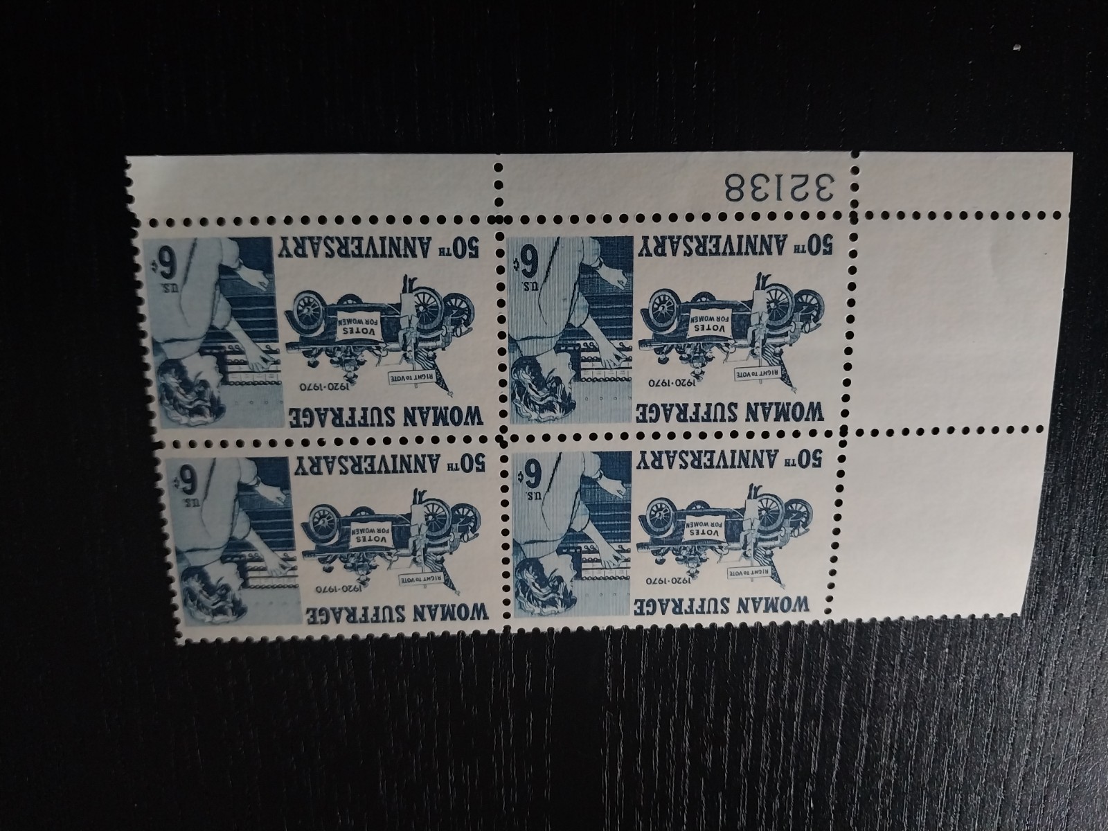 Block Of Stamps 6 Cents US Postage Woman Suffrage 50th Anniversary Unused