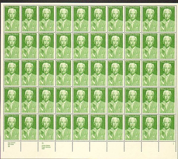 United States 22¢ WILLIAM FALKNER #2350 MNH Full SHEET FACE VALUE
