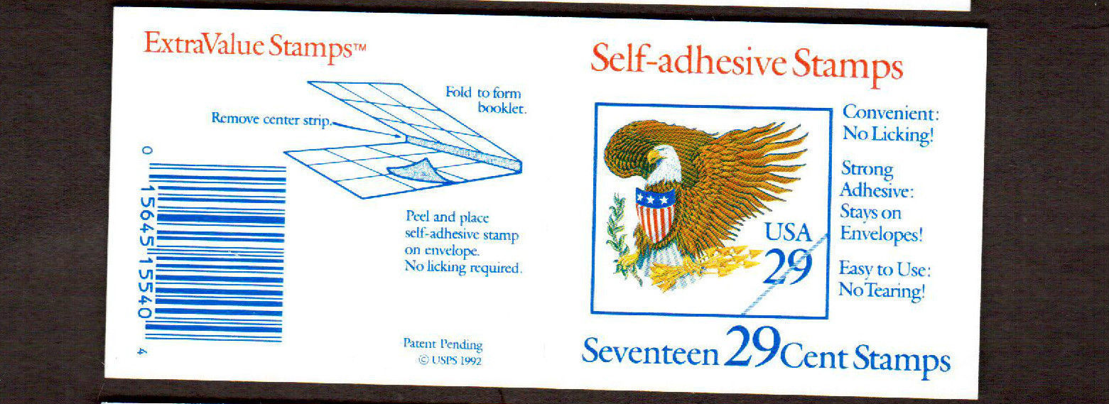 STAMPS Full Unfolded Booklet # 2596a Eagle and Shield Green 17 X 29 cent Mint