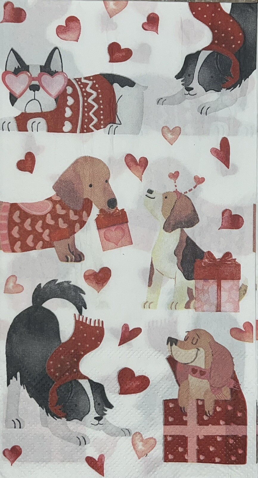 TWO Individual Paper Dinner Decoupage Napkins VALENTINe’s/Love/Dachshund/dogs