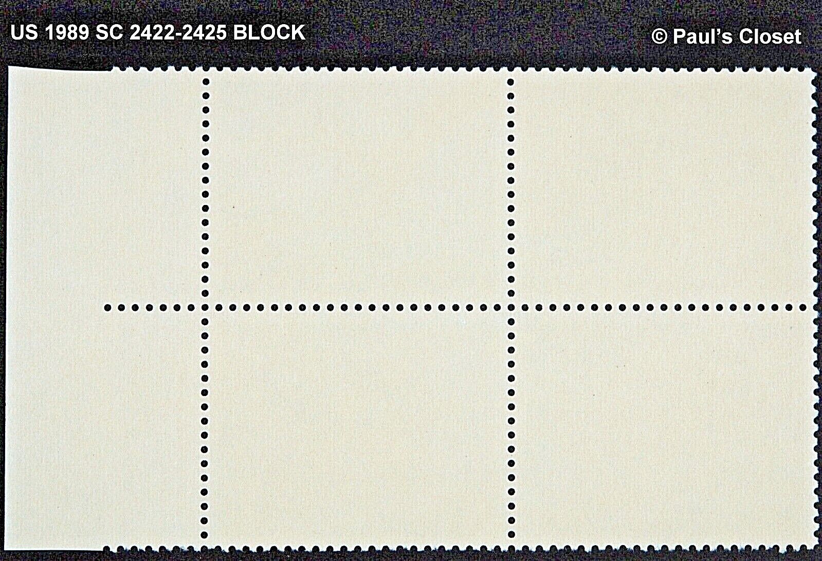 US 1989 SC 2422-2425 PRE-HISTORIC ANIMALS (DINOSAURS) BLOCK 25¢ MNH/OG VFINE