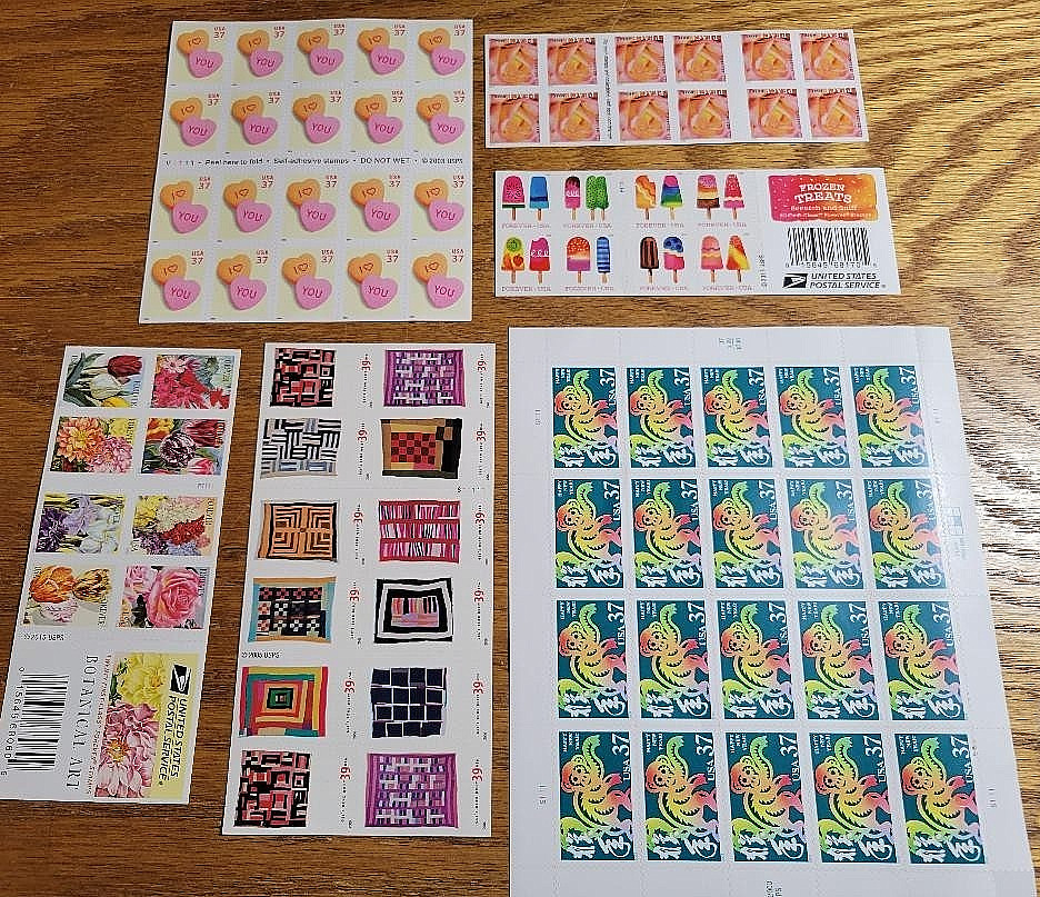Mint sheets of stamps: Frozen Treats, Year of the monkey, Peace Rose Botanical