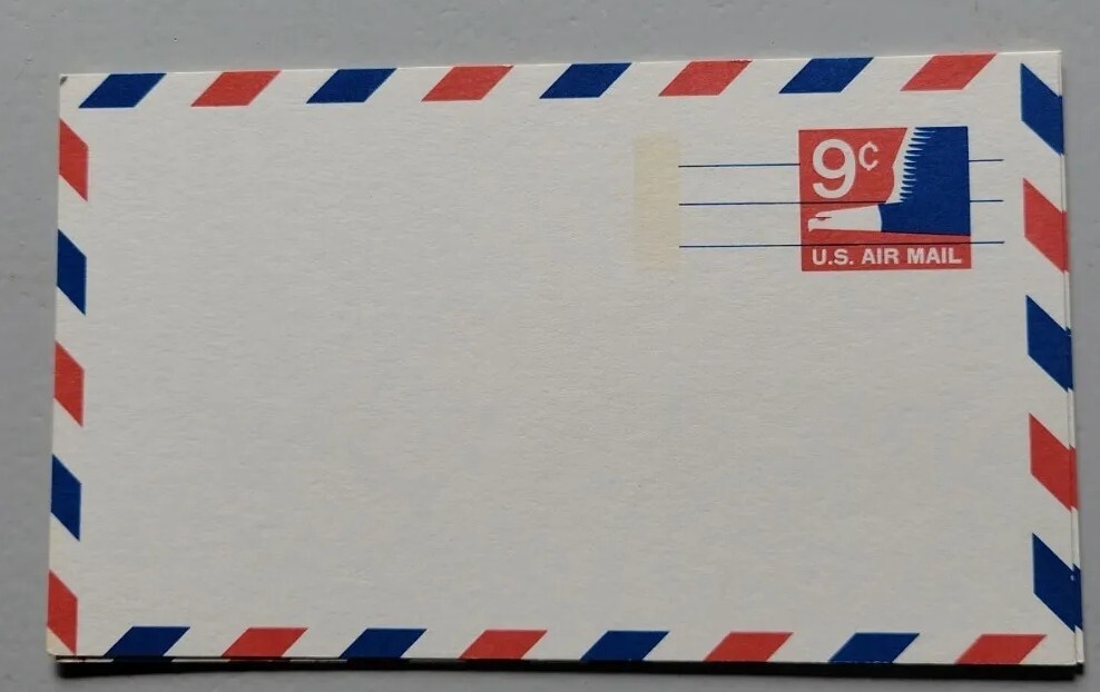 Scott UXC10 9c air mail postal card. Unused.