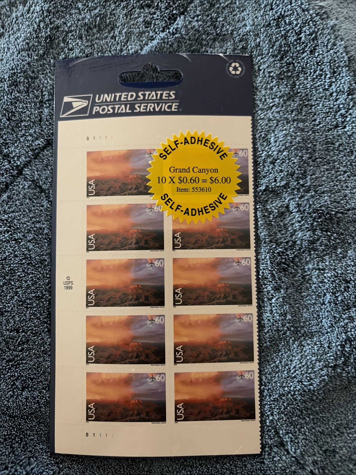 USPS 10 $.60 Stamps Self Adhesive Item Number 553610 Grand Canyon Circa 1999