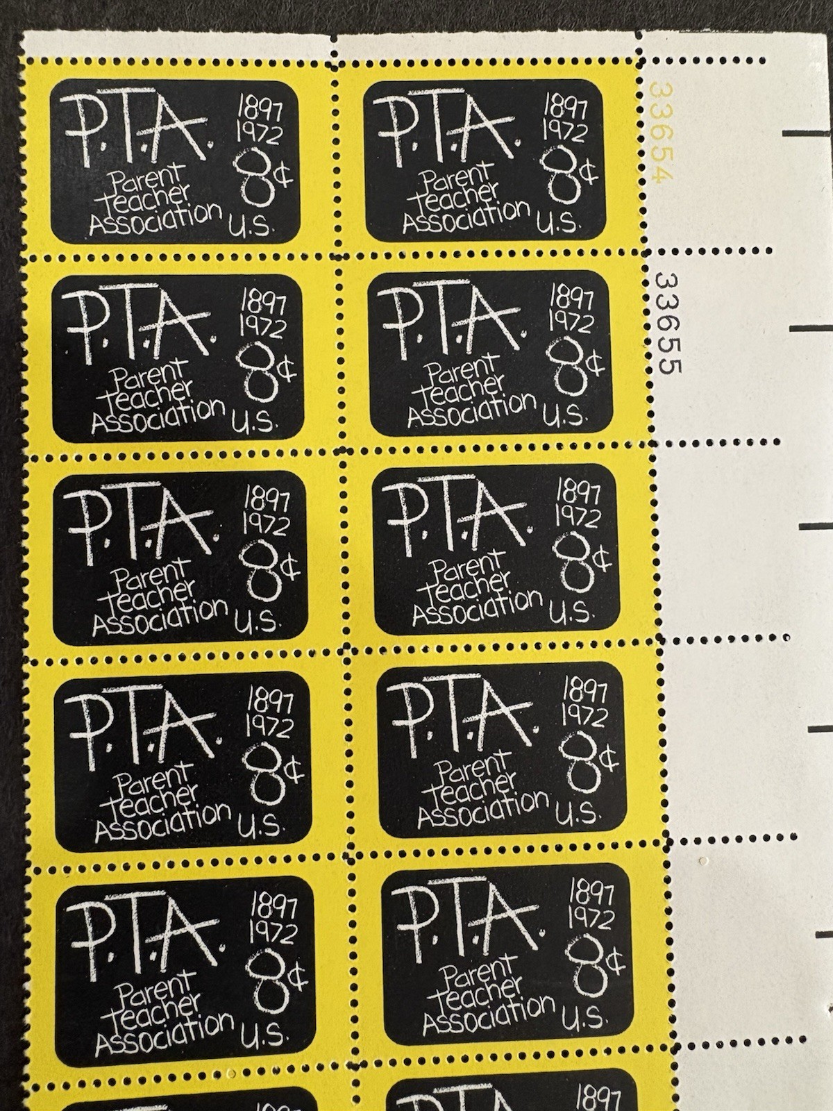 1972 US Scott #1463, 8c Parent Teacher Association (PTA) Stamps, MNH Block of 20