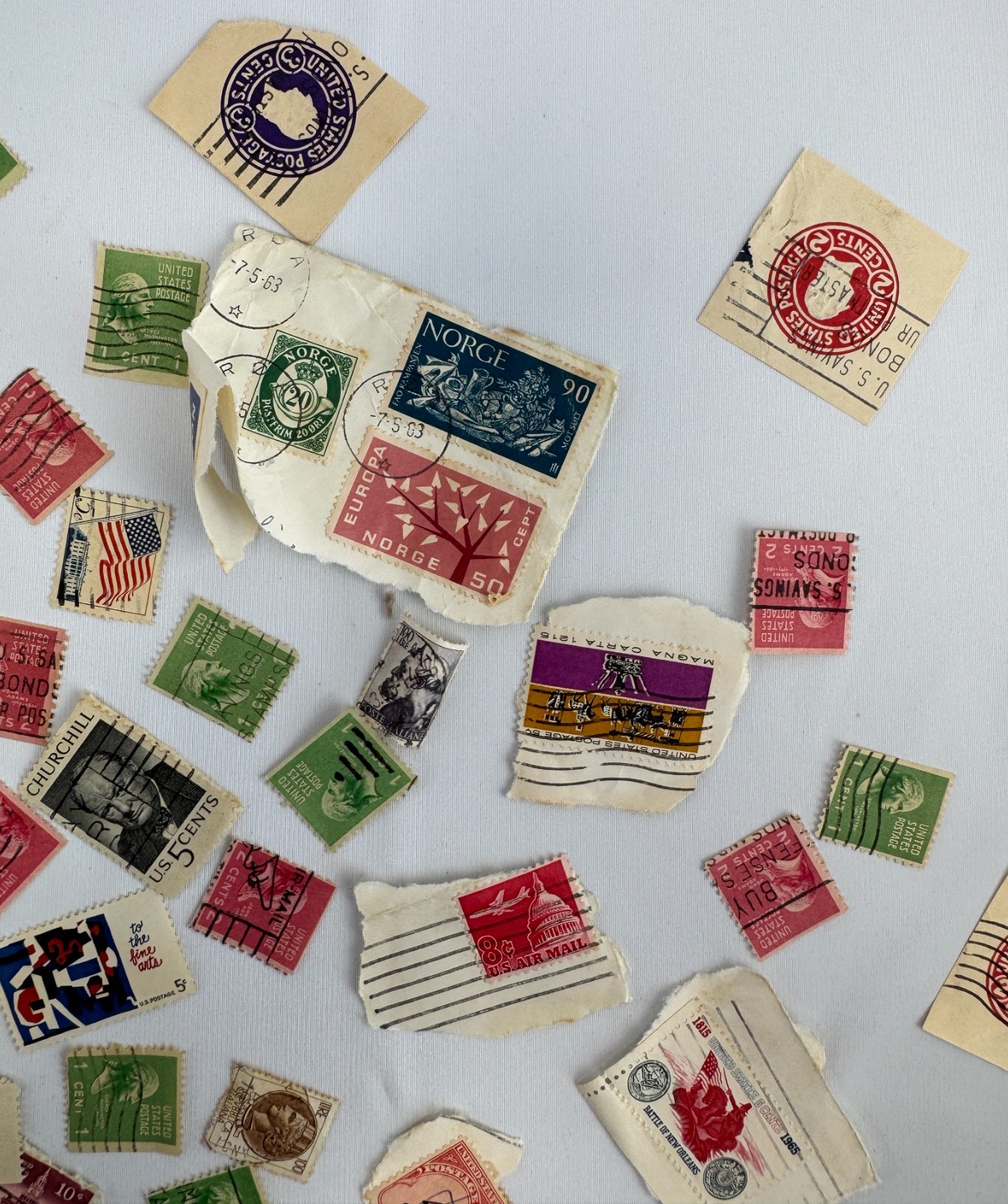 Vintage Worldwide Used Postage Stamp Off Paper Kiloware Lot US Commemorative
