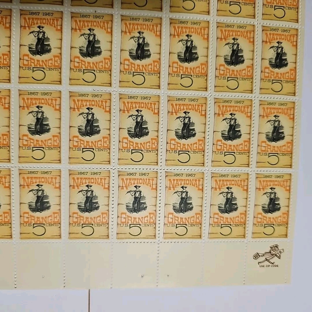 Stamp US Postage 5c 5 Cent Sheet OF 50 Stamps 1867-1967 National Grange