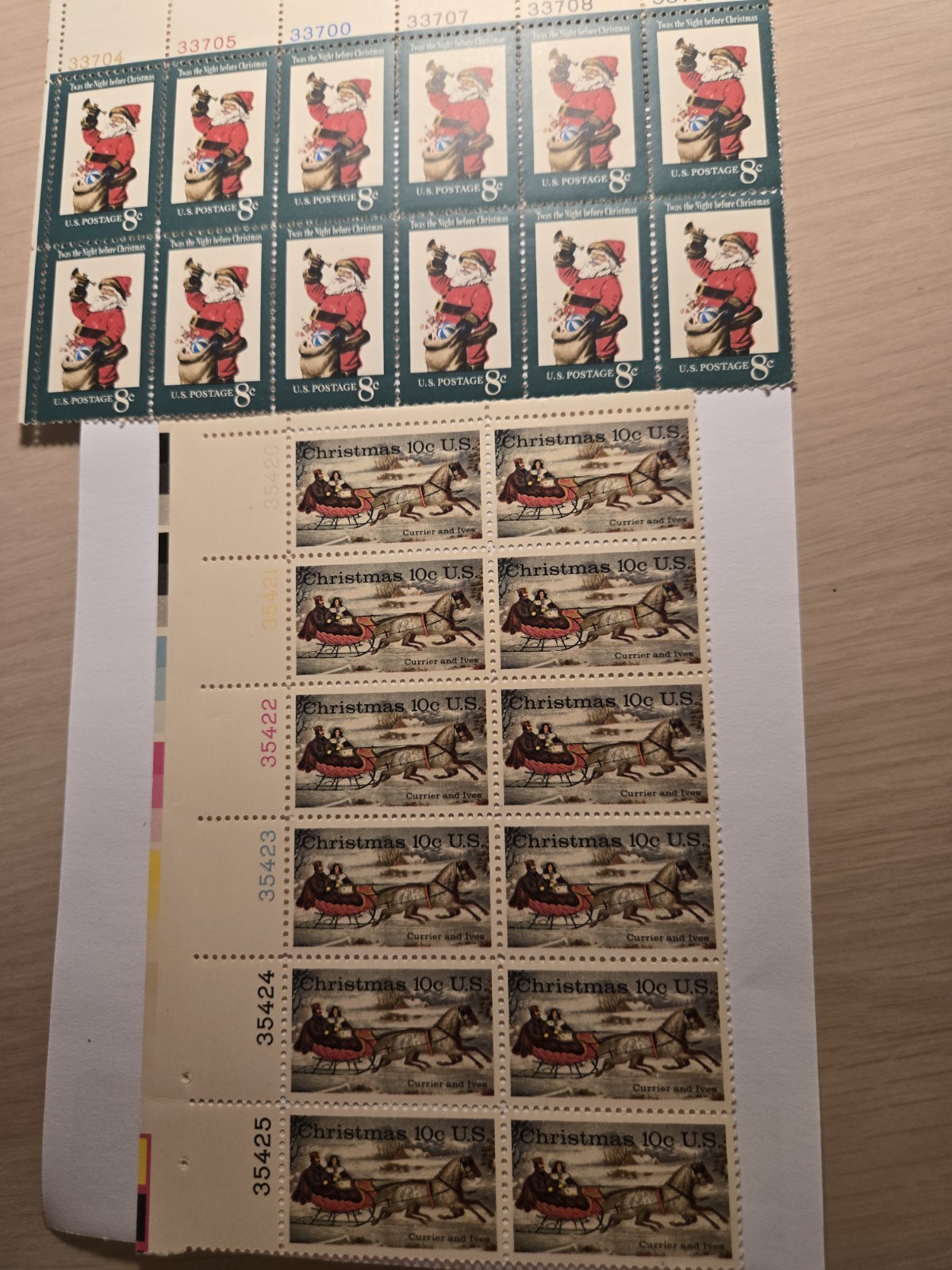 20 USPS 10 Cent Christmas Stamps Blocks