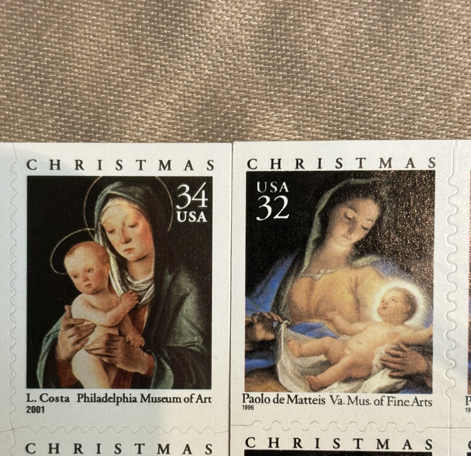 USPS Vintage Christmas 20×2 – .32 & 34¢ Madonna & Child Postage Total 40 Stamps