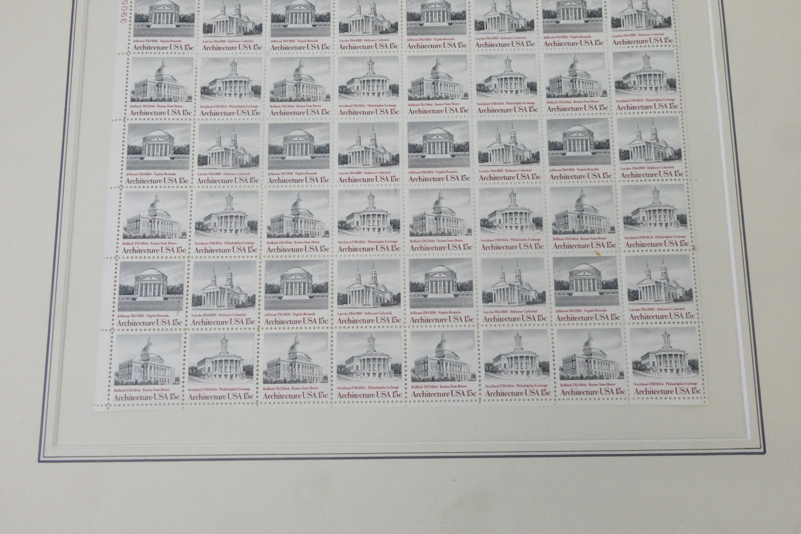 Lot 3 Full Sheets USPS Stamps 15¢ Architecture 20¢ Brooklyn Bridge Mounted