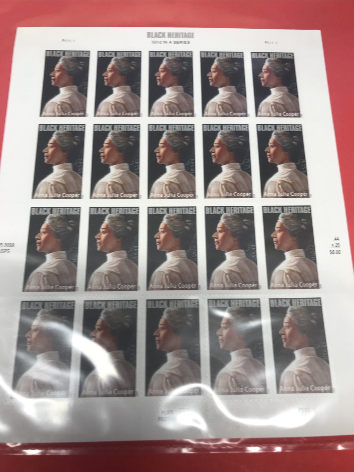 SCOTT#4408-BLACK HERITAGE SERIES-ANNA JULIA COOPER-SHEET OF (20)MNH-2009