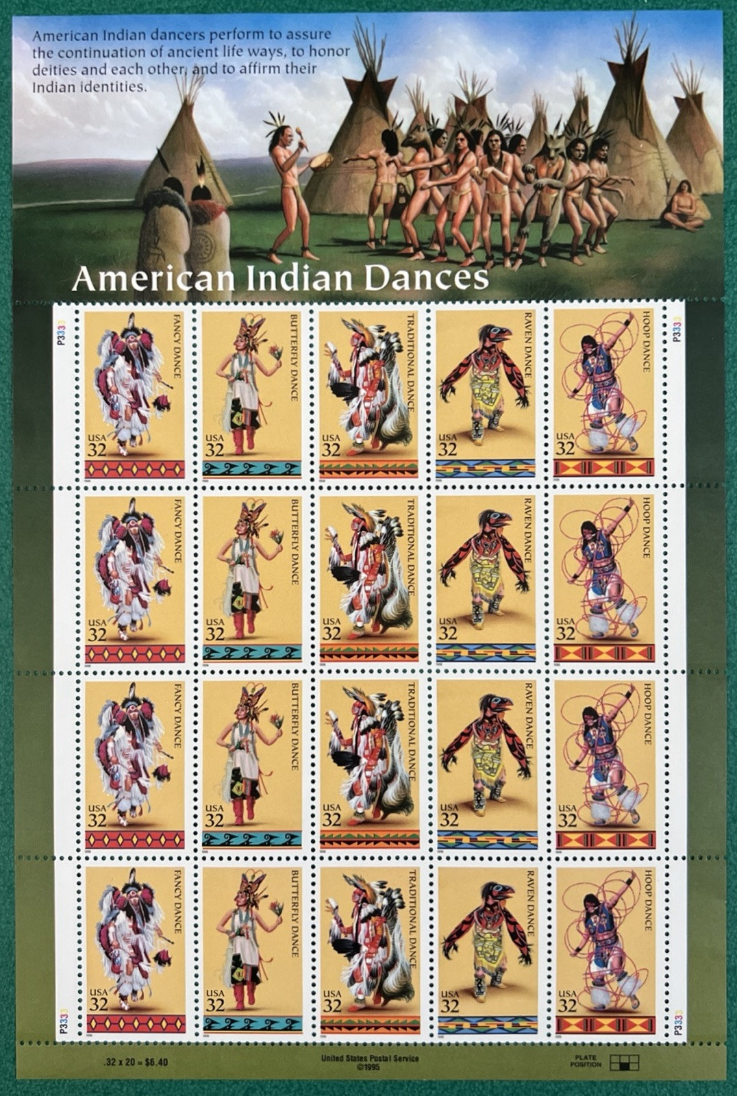 1997 Dinosaur, Indian Dancer, Marilyn Monroe, POW 32 Cent Face, 95 Stamps Total