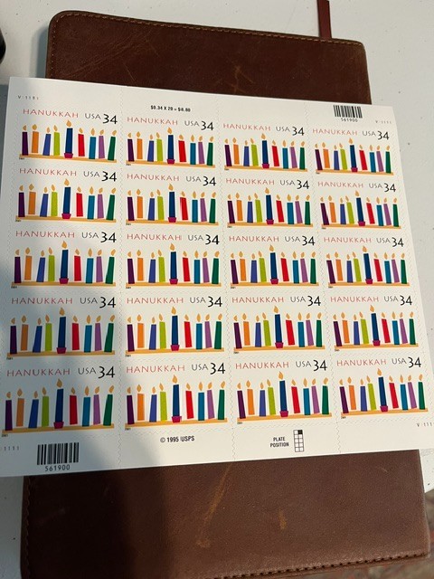 Scott #3880. 34c Hanukkah sheet of 20 stamps. MNH. free shipping.