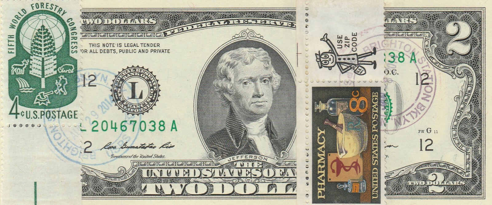 $2 DOLLARS 2009 CANCEL STAMPS PHARMACY DRUGGISTS WORLD FORESTRY CONGRESS $125