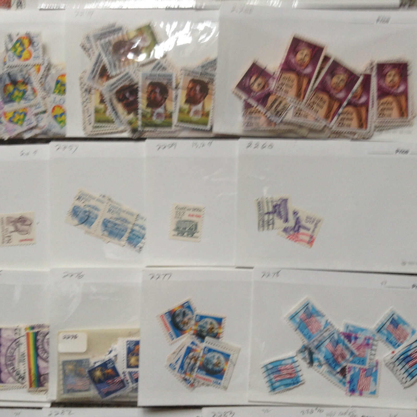 U. S.Stamps in 49 Envelopes 111 different Stamps Scott #2201 to #2299 “SEE LIST”