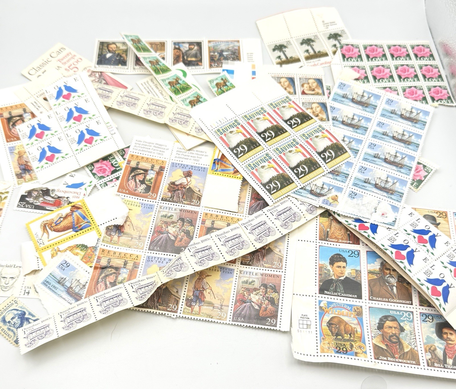 135+ Mint Unused USPS Stamps Lot Plate Blocks Strips Panes $33.75+ Face Value
