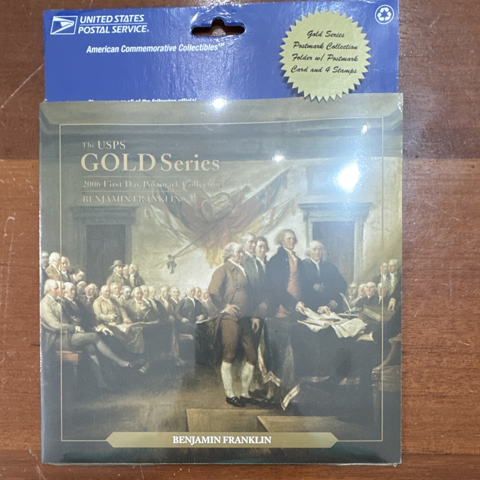 USPS Gold Series 2006 Benjamin Franklin First Day Postmark Card w/ 4 Stamps
