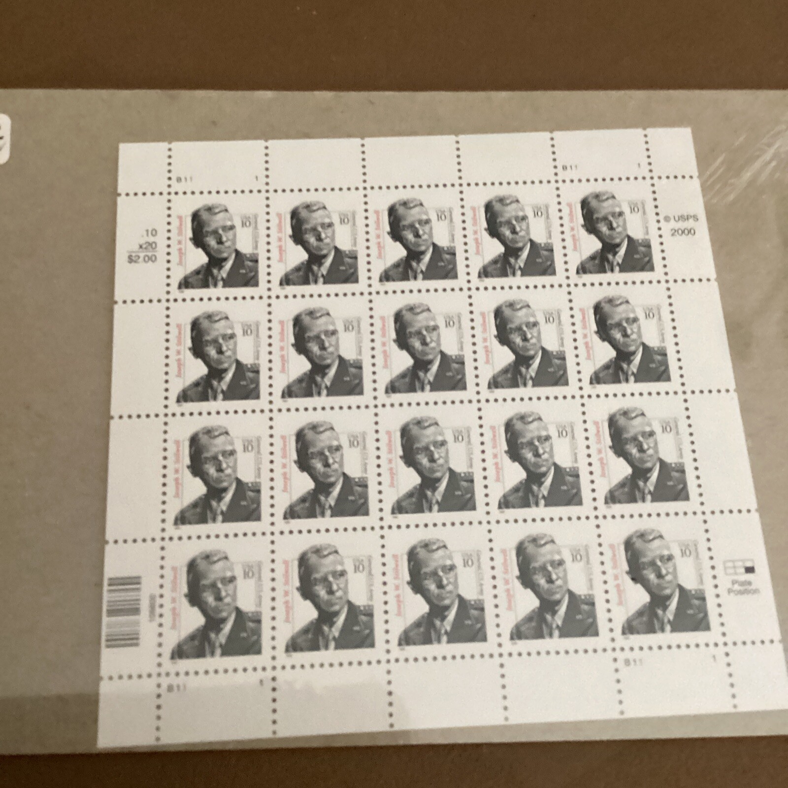 SCOTT#3420 SHEET OF 20 STAMPS-JOSEPH W STILWELL MNH-2000-NIP-US