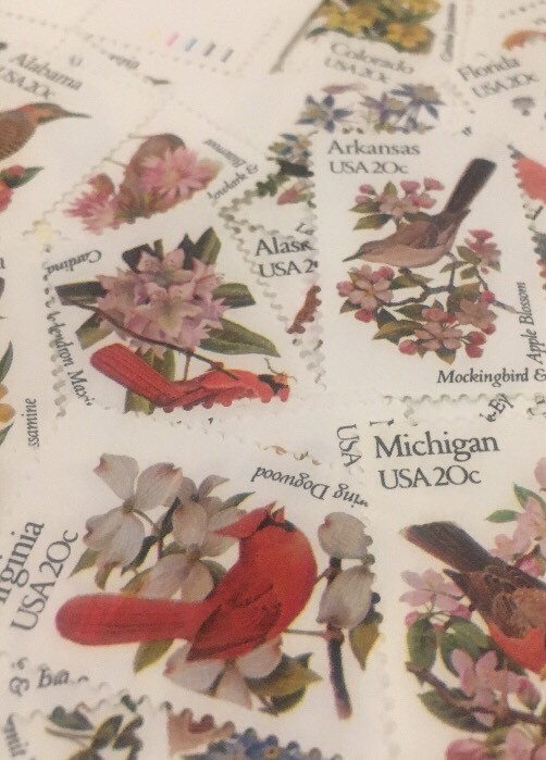 20 State Bird Stamps For Holiday, Wedding And Valentine Mail