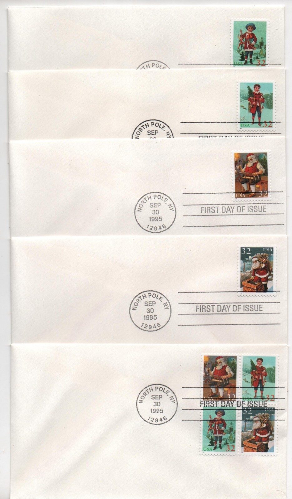 Usa: 1995; 4 first day cover with singles stamps + 1 cover with stamps… US164/
