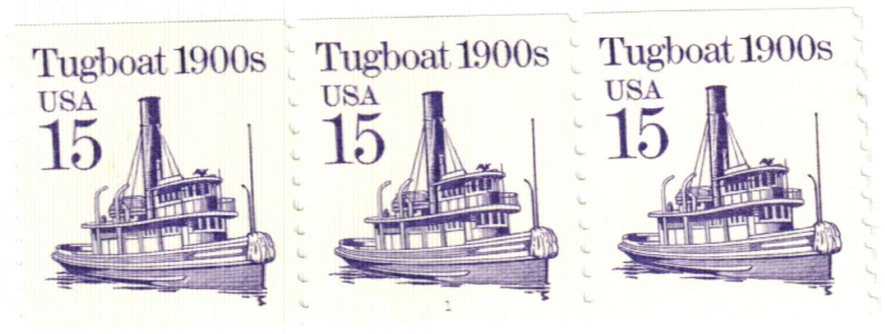 United States 15¢ 1900s Tugboat Postage Stamp #2260 x 100 singles