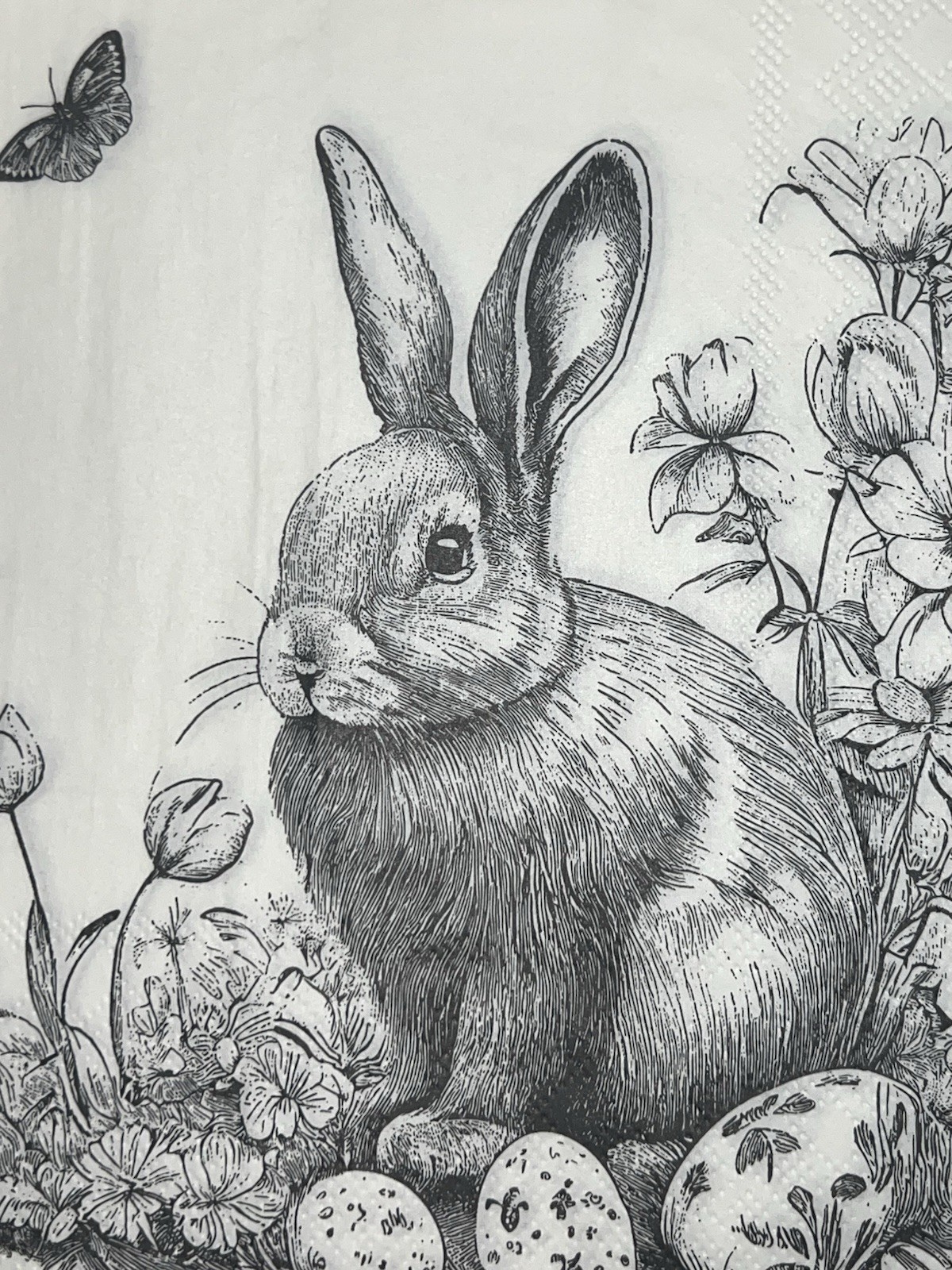 TWO Paper LUNCHEON Decoupage Craft Napkin Blue European EASTER/BUNNY-RABBIT 6.5”