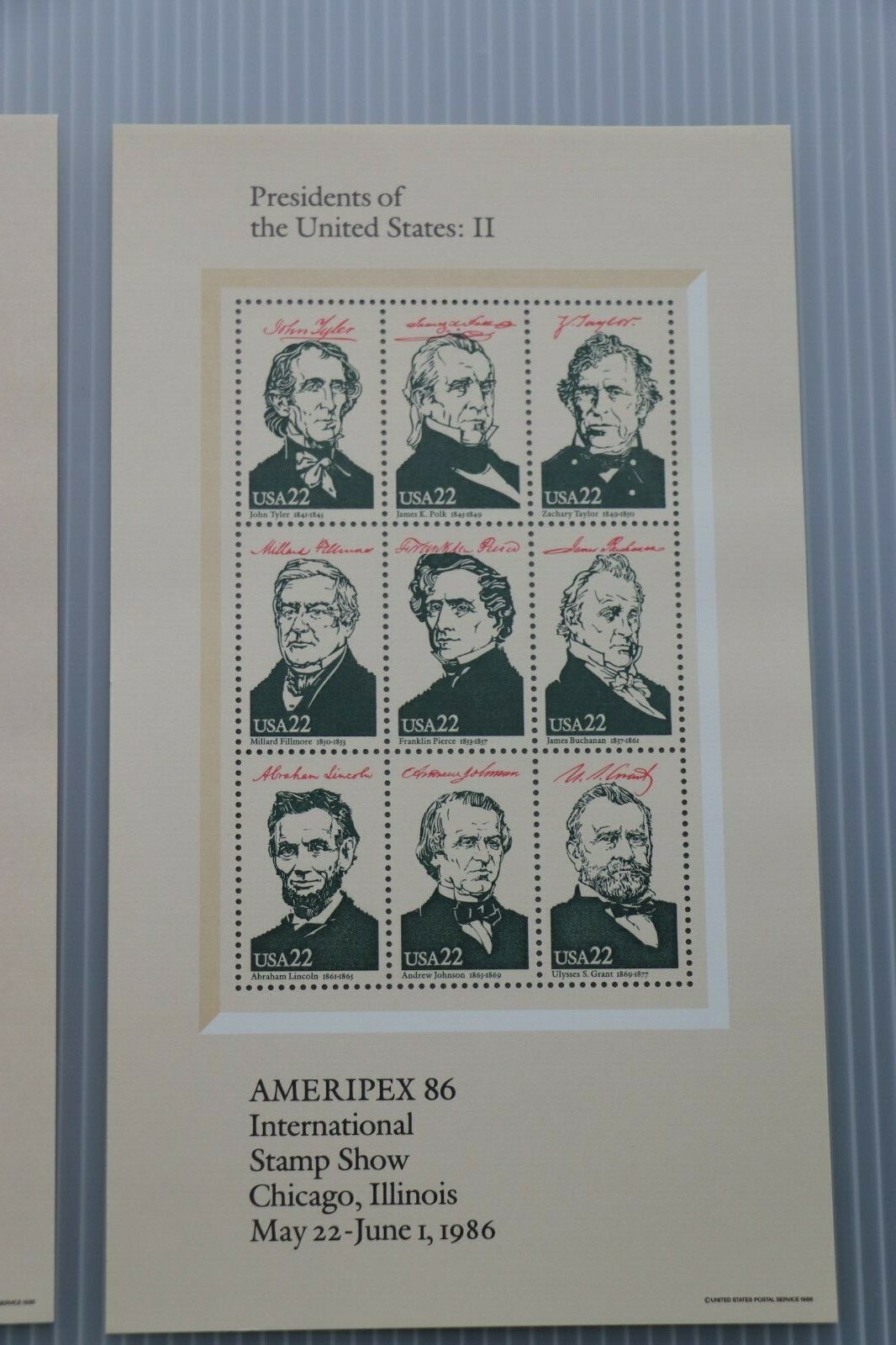 US Postage stamp sheets 36 US Presidents, 36 twenty two cent stamps.