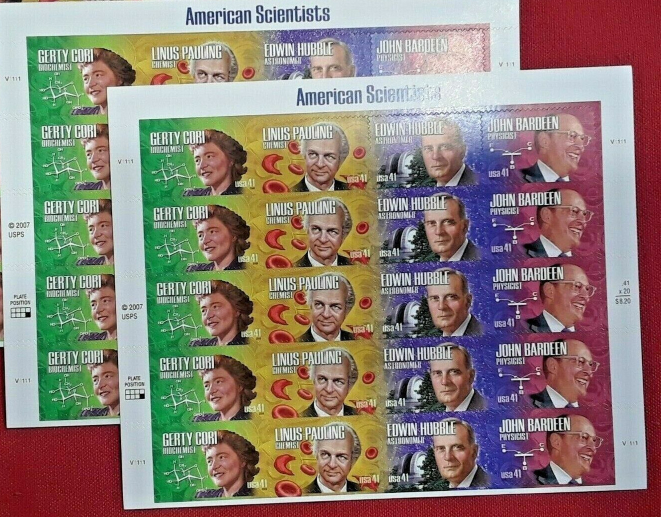 Three Sheets x 20 = 60 Of AMERICAN SCIENTISTS 41¢ US Postage Stamps # 4224-4227