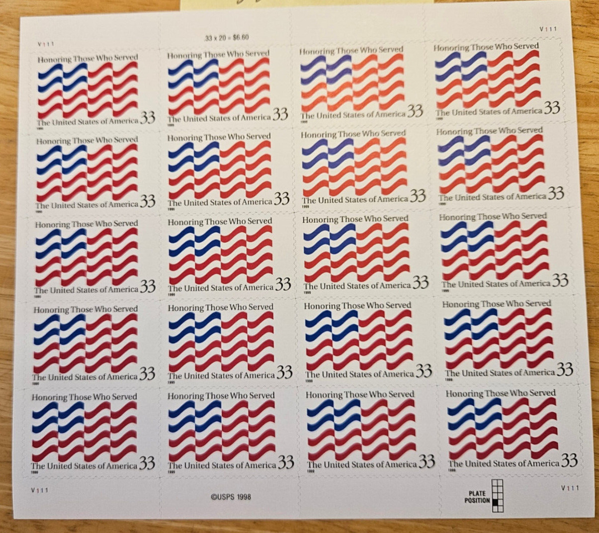 SCOTT 3331 Sheet of 20 33¢ Honoring Who Served Stamps MNH Face Value $6.60