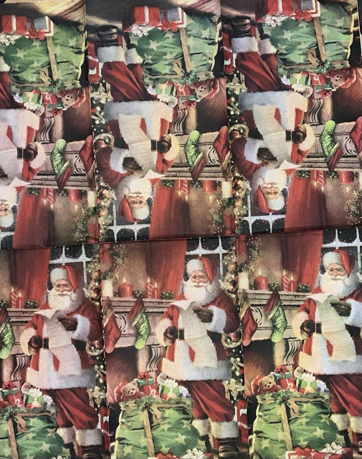 TWO Individual paper dinner Decoupage napkins Santa Claus Toys Trees Christmas