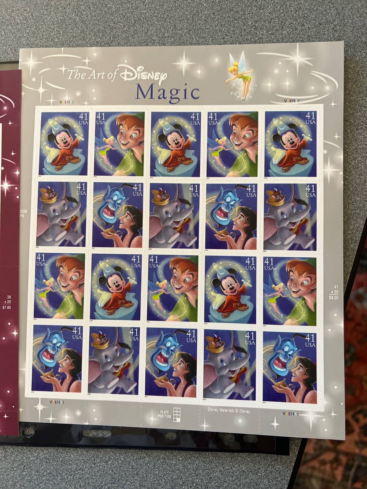 THE ART OF DISNEY Complete Set of 5 Differnt Full Sheets of 20 US Stamps 2004-08