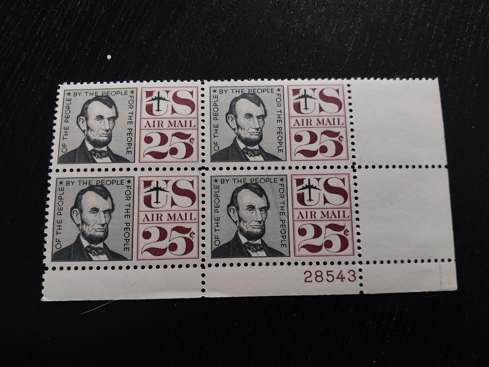 Block Of stamps Abraham Lincoln 25 Cents Us Postage Unused Of The People By The