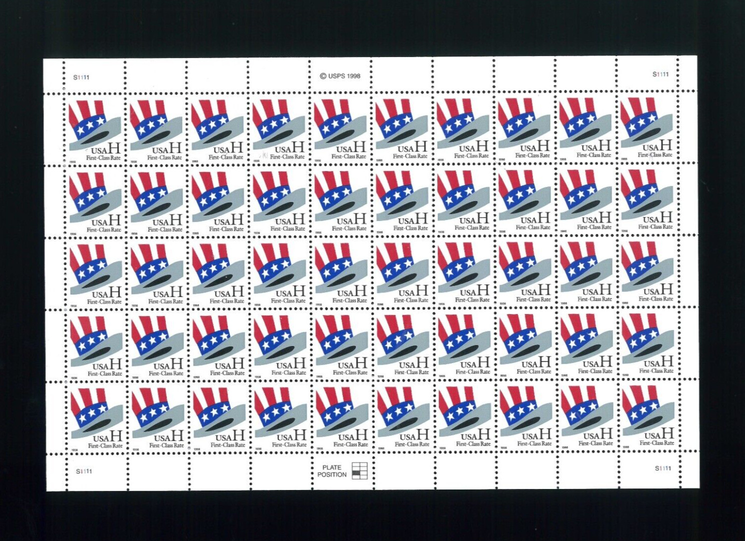 United States 33¢ Patriotic Hat USA H Postage Stamp #3260 MNH Full Sheet