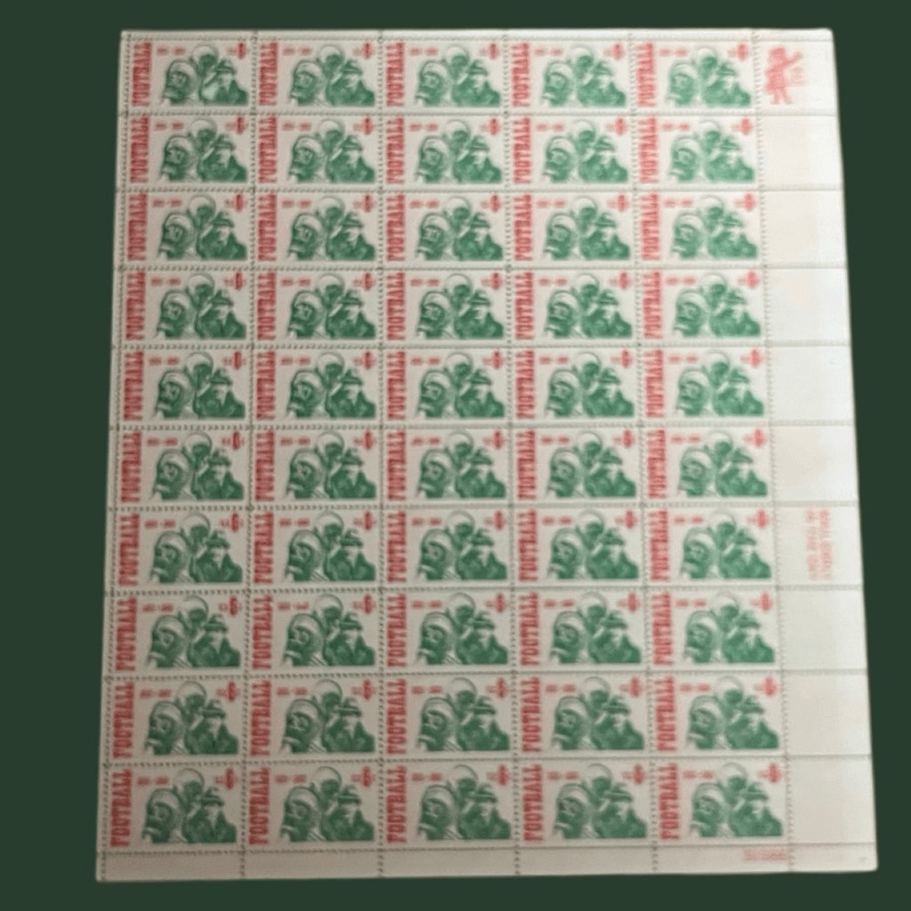 Vintage MNH 1969 Scott #1382 College Football 6 Cent Stamp Sheet of 50 Stamps