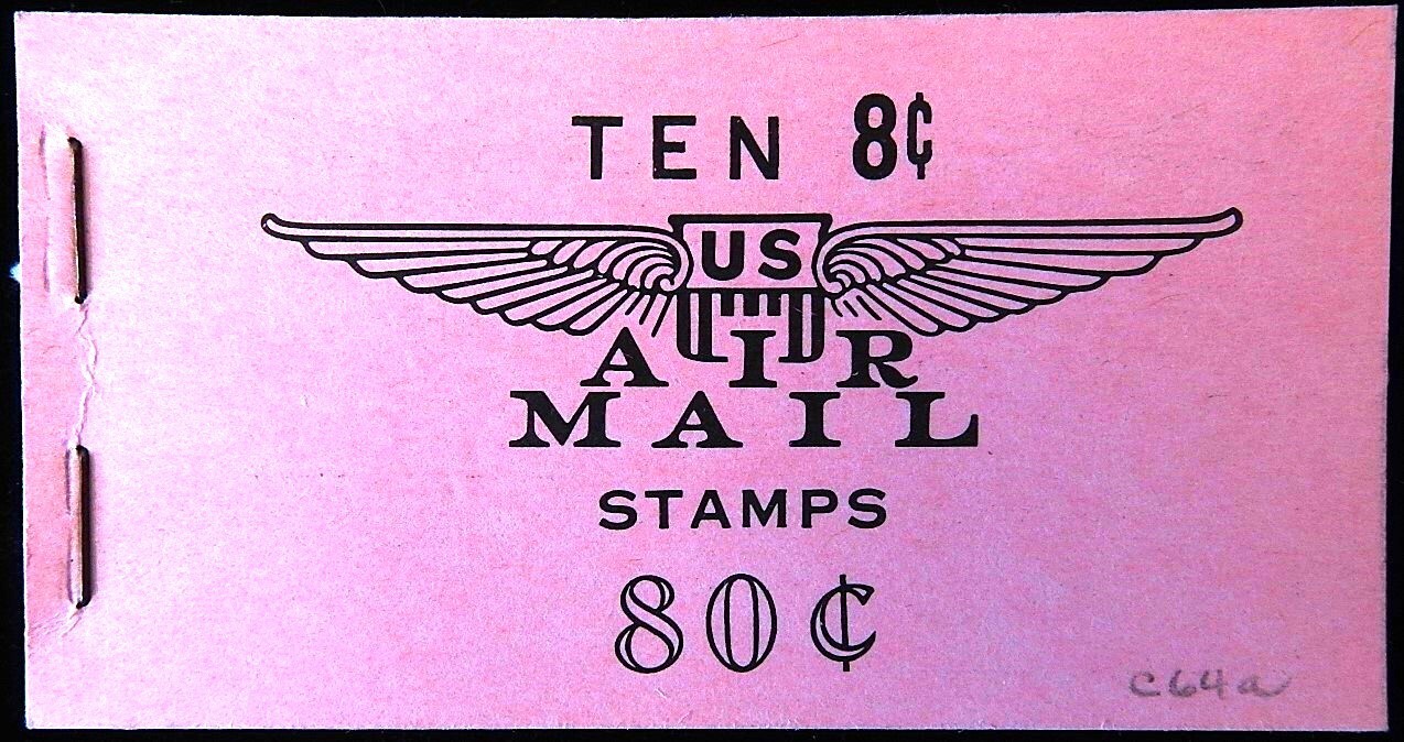 U.S. Stamps, A COMPLETE AIR MAIL STAMP BOOKLET BKC11 BLACK PINK WITH SLOGAN 3