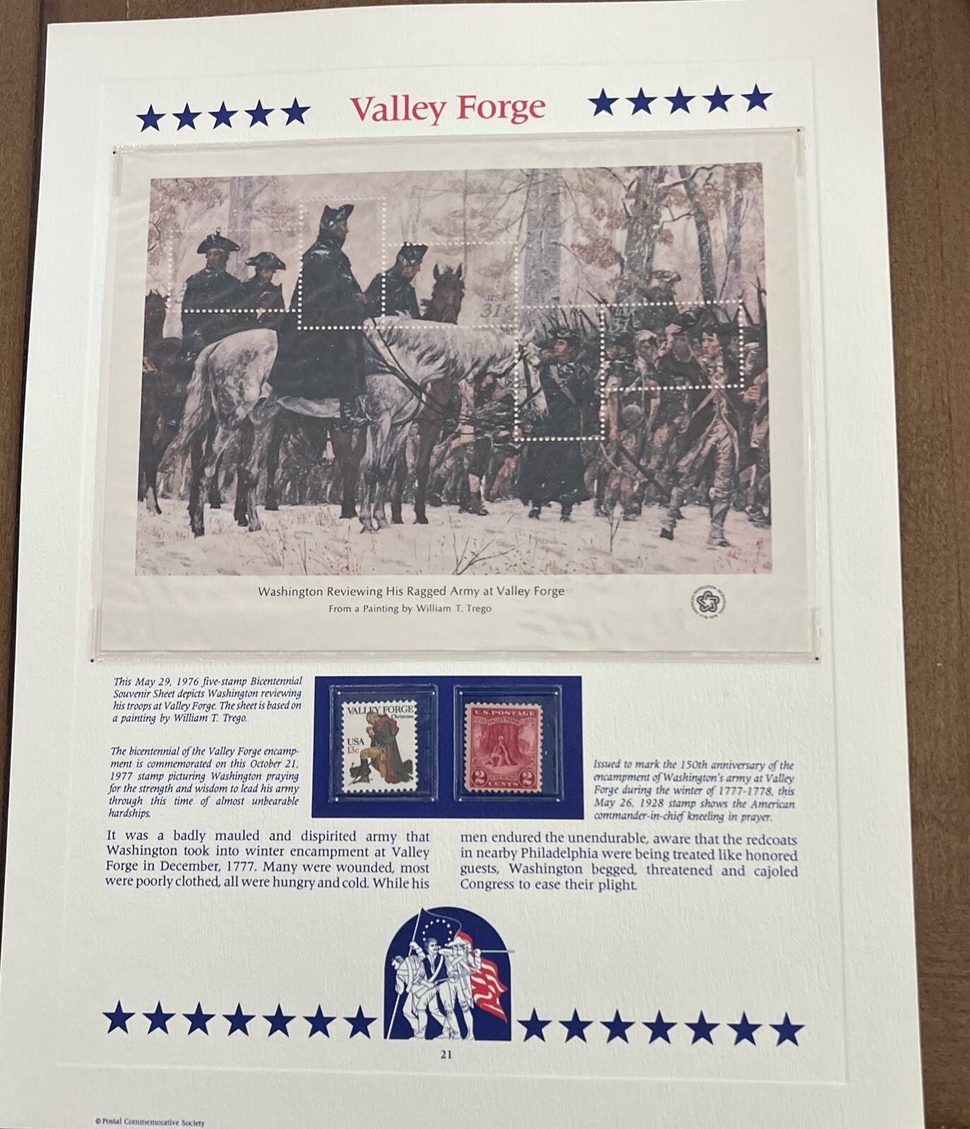 USA Stamp Series Panel Valley Forge From The Postal Commemorative Society