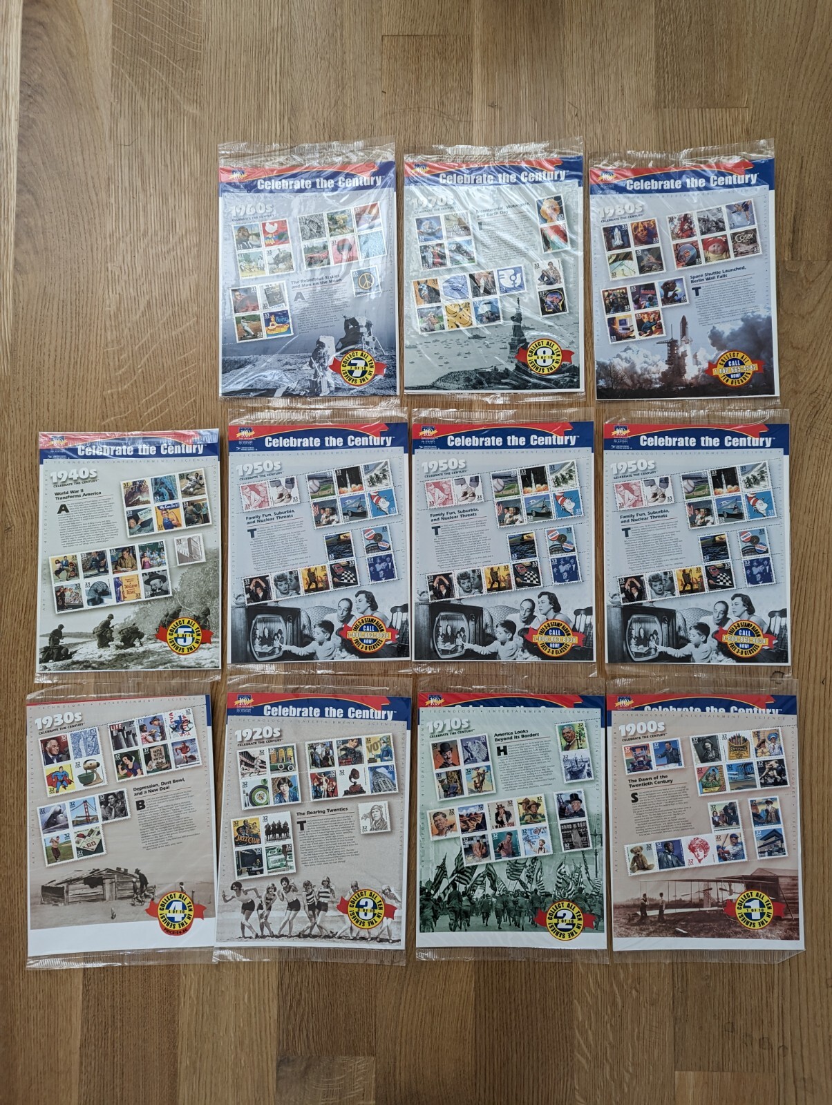 USPS Celebrate The Century Stamp Set of 11 Sealed 1900s-1980s see descript